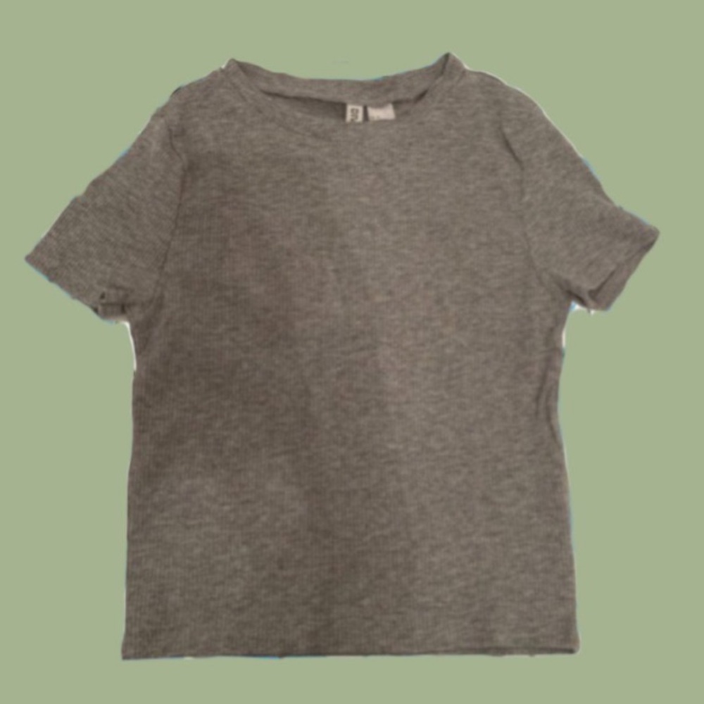 Grey Ribbed Crop Top